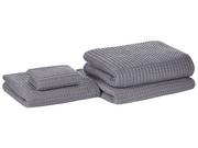 Ręczniki - Beliani Komplet 4 ręczników bawełniany szary AREORA - miniaturka - grafika 1