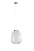Lampy sufitowe - KET Skandynawska LAMPA wisząca KET1026 loftowa OPRAWA szklany zwis biały srebrny KET1026 - miniaturka - grafika 1