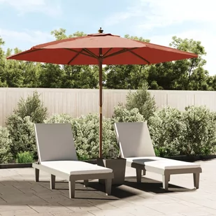vidaXL Parasol ogrodowy na drewnianym słupku, terakotowy, 299x240 cm - Parasole ogrodowe - miniaturka - grafika 1