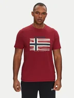 Koszulki męskie - Napapijri T-Shirt S-Lari NP0A4IE5R1E1 Czerwony Regular Fit - miniaturka - grafika 1