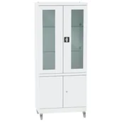 Meble i wyposażenie gabinetów medycznych - Szafa medyczna SML 104 z kółkami metalowa przeszklona - szerokość 80 cm - miniaturka - grafika 1