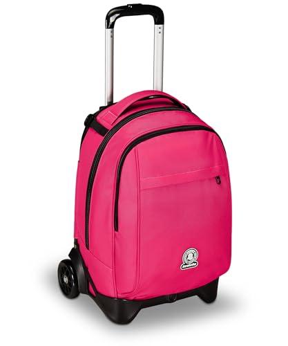 Invicta Wózek szkolny New Tech Solid, różowy, 3 w 1, plecak z odpinanym wózkiem, wieloma kieszeniami, pojemność maxi, szkoła, podróże i wypoczynek, chłopcy, Różowy, Taglia unica, Szkolny