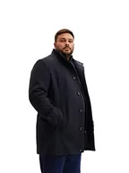 Płaszcze męskie - TOM TAILOR Męskie Plusize płaszcz wełniany z kurtką wewnętrzną 1034724, 24258 - Navy Blue Structure, XXL - miniaturka - grafika 1