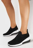 Moda i Uroda OUTLET - Czarne Sneakersy na Koturnie z Elastyczną Cholewką z Cyrkoniami Neatisa - miniaturka - grafika 1