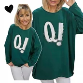 Bluzki damskie - DŁUŻSZA BLUZKA TUNIKA duży rozmiar cyrkonie BAWEŁNA cudo 50 52 5XL 6XL 122 - miniaturka - grafika 1