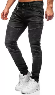 Spodnie męskie - Czarne jeansowe spodnie męskie slim fit Denley 61025W0 - grafika 1