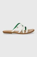 Klapki i japonki damskie - Tommy Hilfiger klapki skórzane TH STRAP FLAT SANDAL damskie kolor beżowy FW0FW08067 - miniaturka - grafika 1