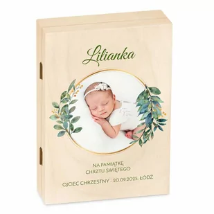 Sztućce dla dzieci zestaw w drewnianym etui z nadrukiem - Pamiątka Chrztu Świętego - miniaturka - grafika 1