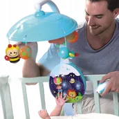 Zawieszki dla dzieci i niemowląt - KARUZELA ZAWIESZKA SENSORYCZNA PROJEKTOR 2w1 ŁÓŻECZKO GRZECHOTKI KOŁYSANKA - miniaturka - grafika 1