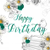 Kartki okolicznościowe i zaproszenia - Clear Creations Karnet urodzinowy z kryształkiem Swarovskiego, turkusowe kwiaty - miniaturka - grafika 1