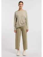 Koszulki i topy damskie - ELBSAND Koszulka "Tooske" w kolorze szarobrązowo-białym - miniaturka - grafika 1