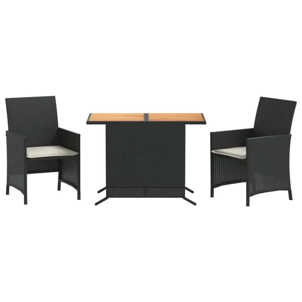 Zestaw bistro ogrodowy czarny z poduszkami kremowymi 100 x 59 x 73 cm