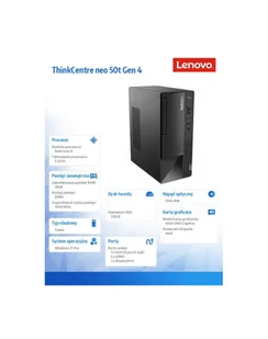 lenovo Komputer ThinkCentre Neo 50t G4 TWR 12JB0015PB W11Pro i5-13400/16GB/512GB/INT/DVD/3YRS OS - Zestawy komputerowe - miniaturka - grafika 1