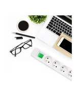 Listwy zasilające - qoltec Listwa zasilająca | 5 gniazd | 1.8m | Biało-szara - miniaturka - grafika 1