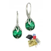 Kolczyki - Eleganckie Srebrne Kolczyki Próba 925 Zielony Kryształ Wiszące Na Prezent - miniaturka - grafika 1