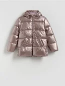Kurtki i płaszcze dla dziewczynek - Reserved - Pikowana kurtka z połyskiem - fioletowy - miniaturka - grafika 1