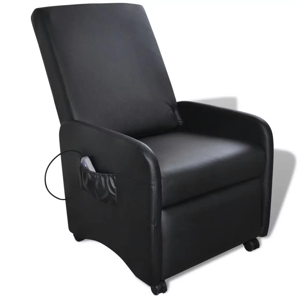 vidaXL Fotel do masażu z czarnej, sztucznej skóry