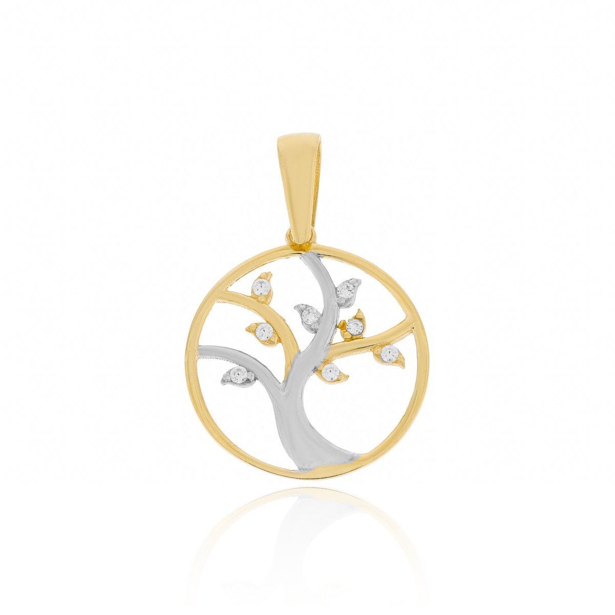 Złota zawieszka drzewko z cyrkoniami dwa kolory złota pr. 333