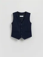 Kurtki i płaszcze dla chłopców - Reserved - Elegancka kamizelka w kratę - granatowy - miniaturka - grafika 1