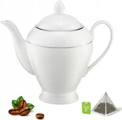 Dzbanki i imbryki - Porcelanowy dzbanek z pokrywką biały 1,1 l - miniaturka - grafika 1