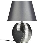 Lampy stojące - Beliani Lampa stołowa Lampka nocna porcelanowa czarno-srebrna ESLA 21342 - miniaturka - grafika 1