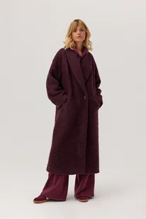 Płaszcz z wełną Koda burgundowy - Płaszcze damskie Płaszcz z wełną Koda burgundowy - Płaszcze damskie - miniaturka - grafika 1