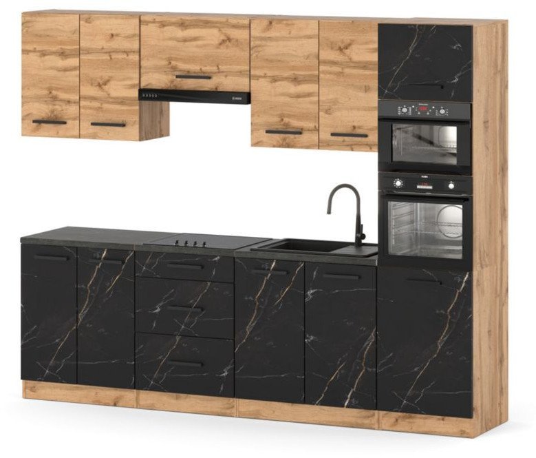 Kuchnia Duża Ze Słupkiem Duża Z Blatem 2.6m Wotan Dąb Wotan San Sebastian