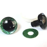 Prace ręczne dla dzieci - Oczy Oczka 18mm 1Para do maskotek brokatowe Zielone Bezpieczne - miniaturka - grafika 1