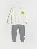 Bluzy i sweterki niemowlęce - Reserved - Bawełniany komplet SmileyWorld® - złamana biel - miniaturka - grafika 1
