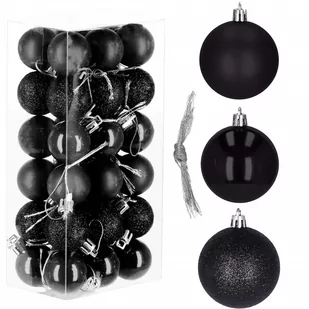 Bombki choinkowe 36 szt. czarne 3 cm zestaw choinkowy - Bombki - miniaturka - grafika 1