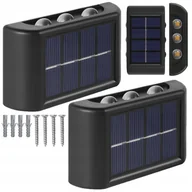 Lampy ogrodowe - 2x KINKIET SOLARNY ŚCIENNA LAMPA SOLARNA LAMPKI OGRODOWE CZUJNIK ZMIERZCHU - miniaturka - grafika 1