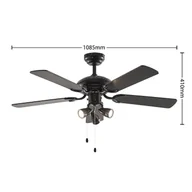 Wentylatory sufitowe - Wentylator sufitowy Lucande z oświetleniem Anariki, cichy, czarny - miniaturka - grafika 1