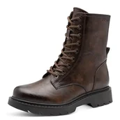 Botki damskie - Tamaris Damskie sztyblety Lace Boot Flat 1-25908-41 Maroon, 37 EU, kasztanowaty, 37 EU - miniaturka - grafika 1