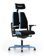 Fotele gamingowe - Czarny fotel gamingowy Xilium G Blue Edition materiałowy - miniaturka - grafika 1