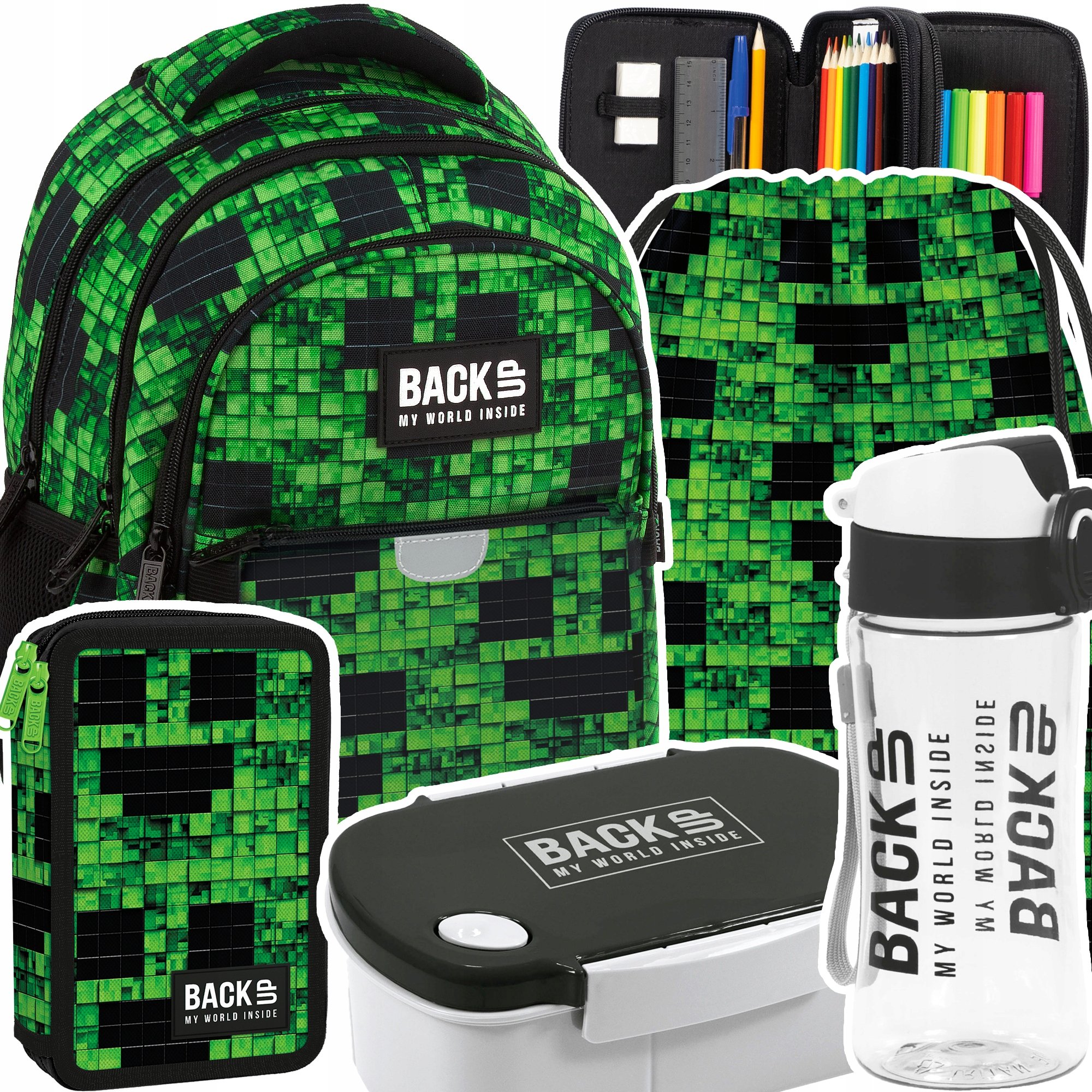 Plecak szkolny dla chłopaka kl 3 BackUP 24 L Slinker dla fana gry Minecraft