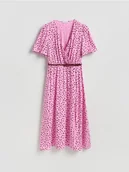 Sukienki - Reserved - Sukienka z paskiem - różowy - miniaturka - grafika 1