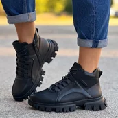 Botki damskie - Czarne botki damskie na traperze Sergio Leone Bt750 - miniaturka - grafika 1