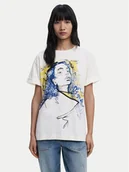 Koszulki i topy damskie - Desigual T-Shirt Portrait 25WWTK05 Biały Loose Fit - miniaturka - grafika 1