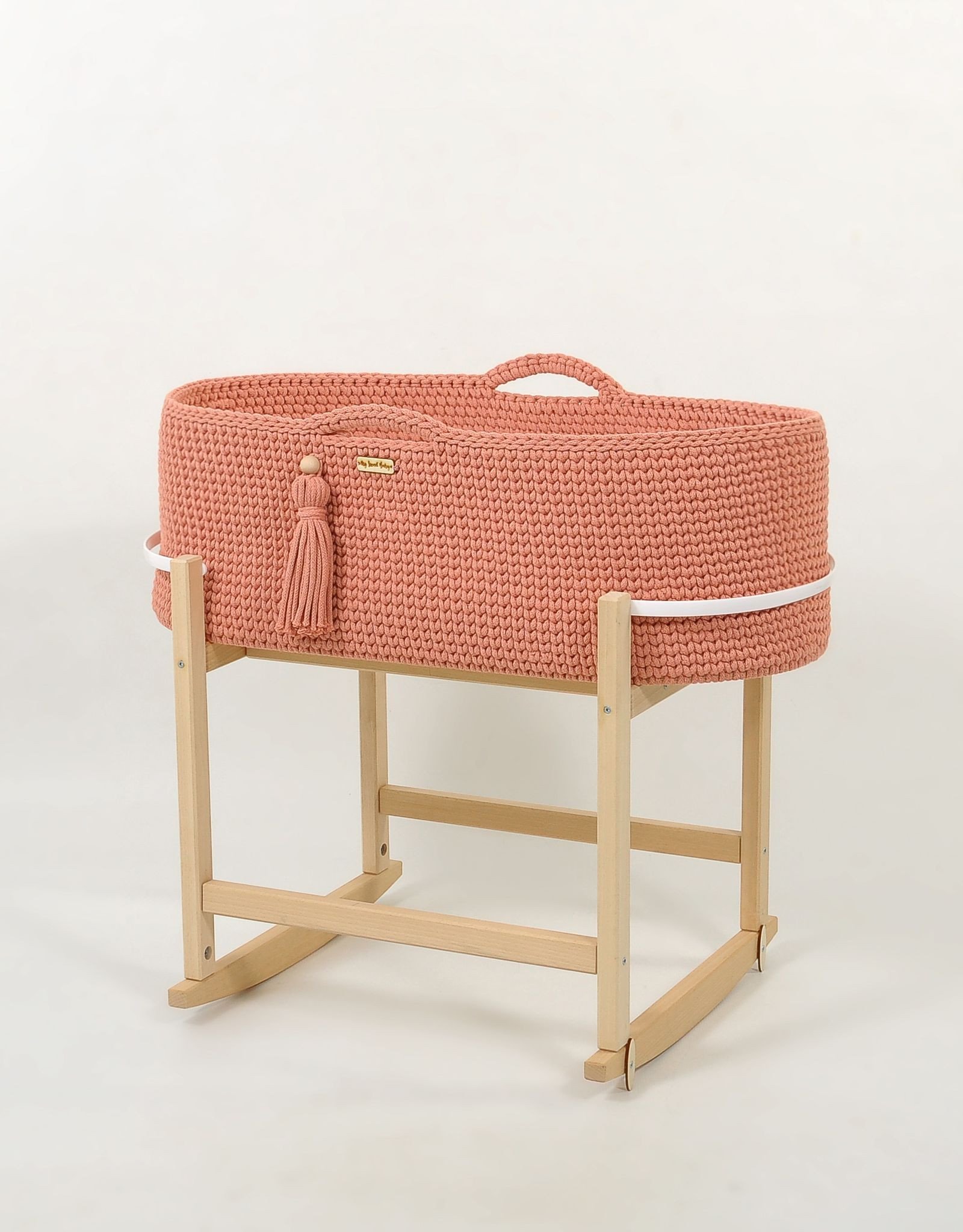 Kosz Mojżesza BOHO Handmade z kołyską - blush