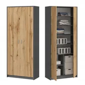 Regały - Szafa Regał Półki Loren Grafit, Dąb Wotan - miniaturka - grafika 1