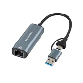 Adaptery i przejściówki - Microconnect MC-USBACNET1G zmieniacz płci / kabli USB C RJ-45 Czarny - miniaturka - grafika 1