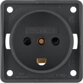 Gniazdka elektryczne - Berker Integro Flow Berker Gniazdo z uziemieniem "Dania" z podwyższoną ochroną styków, antracyt, mat - miniaturka - grafika 1