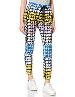 Spodnie damskie - Moschino Damskie spodnie Slim Fit Joggers Printed All-over With Lovelovelove Pattern Casual Pants, Var.jellow-azzu, 40 PL - miniaturka - grafika 1