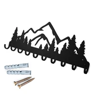 Meble modułowe i akcesoria - Wieszak uchwyt ścienny „GÓRY” na klucze, ubrania, biżuterie, ozdobny czarna struktura WK_GÓRY_C - miniaturka - grafika 1