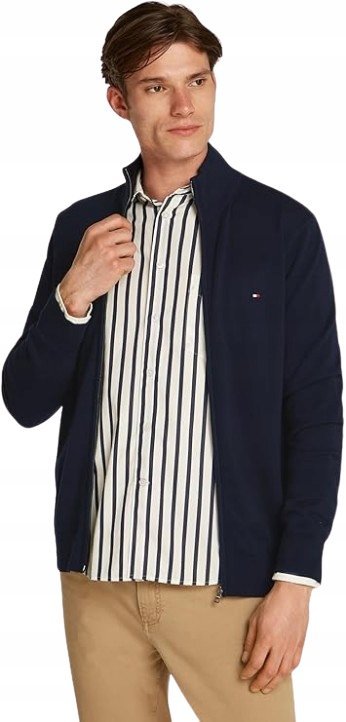 TOMMY HILFIGER MĘSKI SWETER GRANATOWY NA ZAMEK BAWEŁNA 3XL J9A
