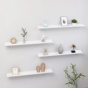 vidaXL Półki ścienne, 4 szt., białe, wysoki połysk, 80x9x3 cm vidaXL - Półki do salonu - miniaturka - grafika 1