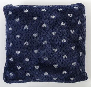 Poszewka dekoracyjna Romantico 40x40 srebrne serca niebieska - Poszewki na poduszki - miniaturka - grafika 1