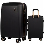 Walizki - WINGS JAGIELLONIA Walizka MAŁA kabinowa bagaż PODRĘCZNY czarny 4 kółka ABS - miniaturka - grafika 1