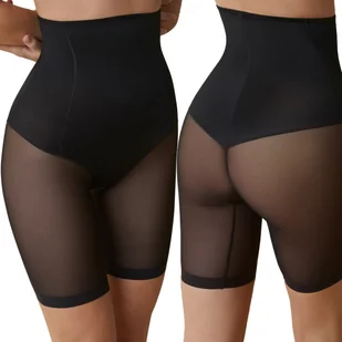 Mocno Wyszczuplające Brzuch i Uda Korygujące Majtki Wysoki Stan Czarne M - Majtki damskie - miniaturka - grafika 1