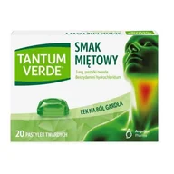 Przeziębienie i grypa - TANTUM VERDE 3mg o smaku miętowym, 20 pastylek - miniaturka - grafika 1